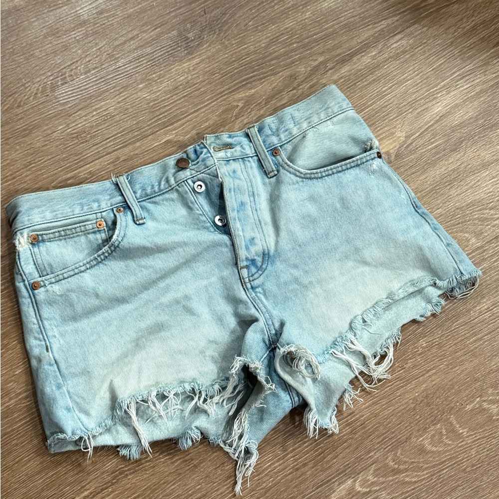 Madewell Light Blue Distressed Jean Shorts